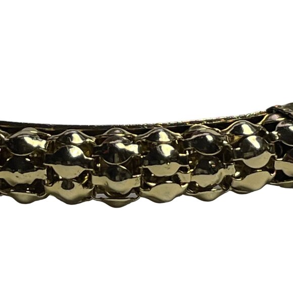 Vintage Gold Plated Metal Bangle Bracelet Intricate Design Womenu Elegant Fashi - Picture 3 of 6